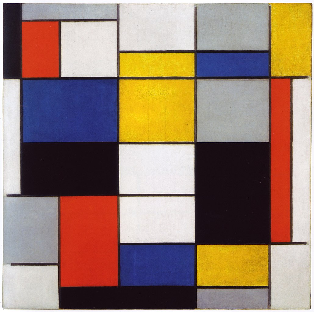 Tableau "Composition avec rouge, jaune, bleu" de Mondrian - 1919